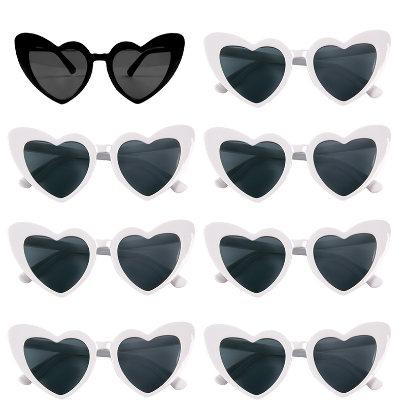 Gafas de sol de noche de gallina, gafas de sol de amor para despedida de soltera, de dama de honor, gafas con forma de corazón verde aguacate, suministros de boda para despedida de soltera: Gris claro
