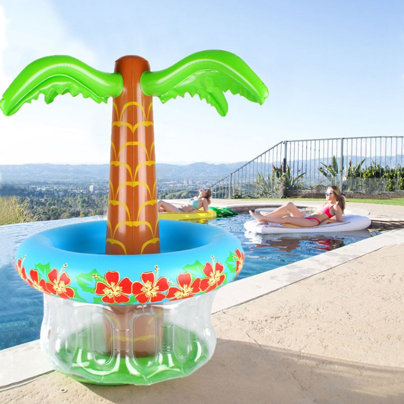 Inflatable Palm Tree Coolers Floating Drink Beverage Cooler for Summer Swimming Pool Beach Outdoor Party Theme Decoration