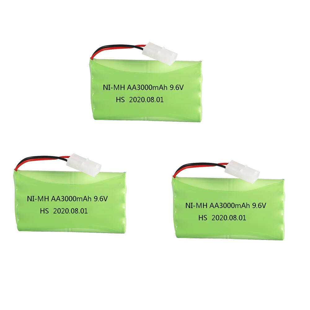 Batería de Ni-MH de 9,6 V para juguetes a control remoto, juguete eléctrico para instalaciones de seguridad, AA, 9,6 V, batería recargable de 3000 mah: 3B
