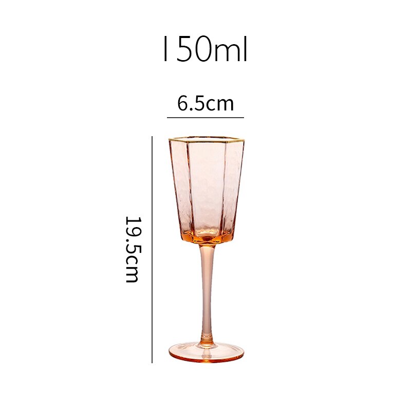 Japan Orange Color Wine Glass Geometric Hexagonal Champagne Goblet Tequila Whiskey Wine Glasses Home Barware: ORANGE 150ml