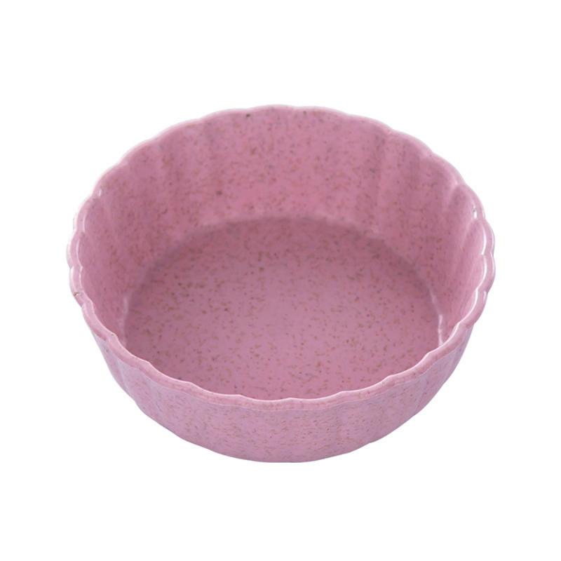 1PC multi-usages blé paille bol vinaigre assaisonnement solide soja plat Sauce sel Snack petite assiette cuisine fournitures: 12 Round Pink