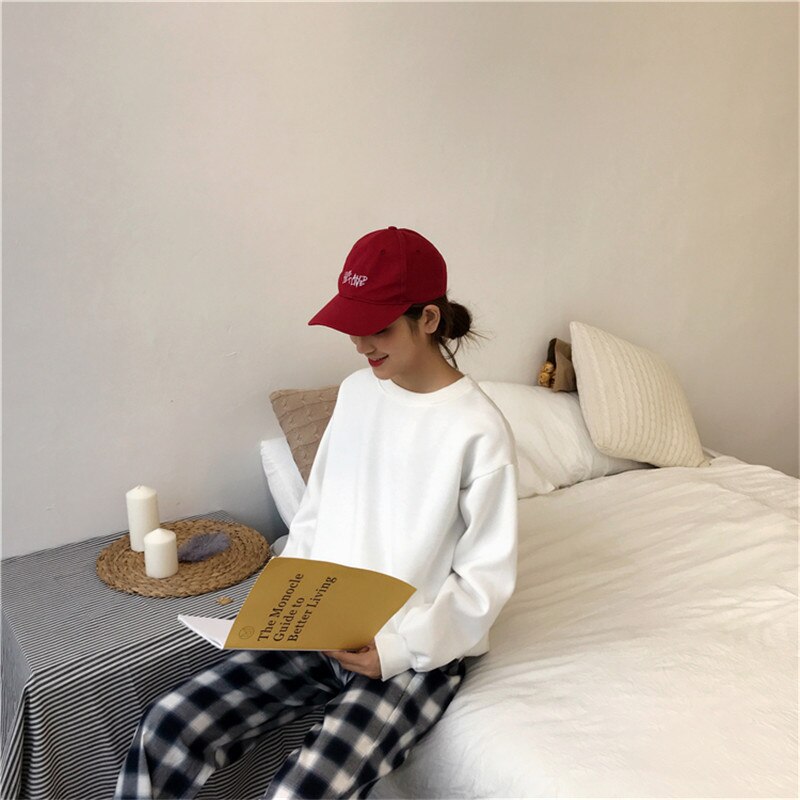 Sudaderas mujer harajuku solid sweatshirt kvinder langærmet hættetrøje løs kvinder hættetrøjer sweatshirts afslappet træningsdragt: Hvid
