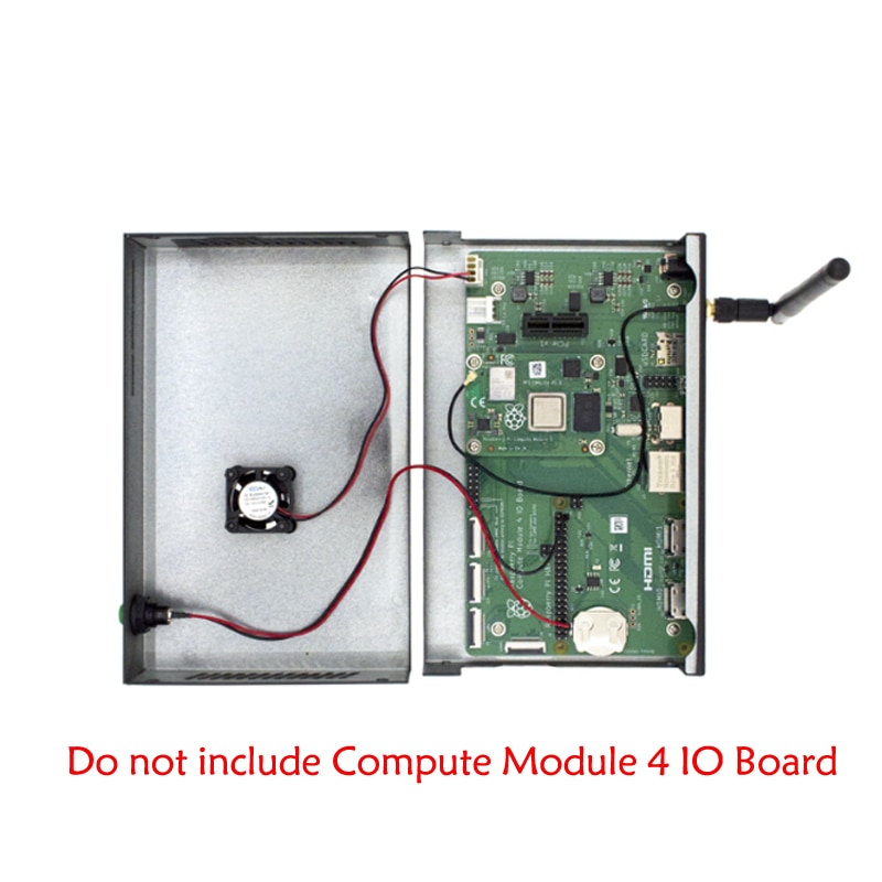 Case Voor Raspberry Pi CM4 Officiële Io Board Met One-Key Boot Fan Antenne