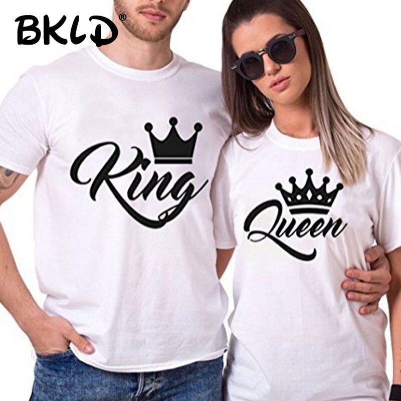 Bkld King Queen Koppels T-Shirt Met Kroonprint Paar Kleding Zomer T-Shirt Met Korte Mouwen 2024 Casual O-hals Tops Minnaars T-Shirt