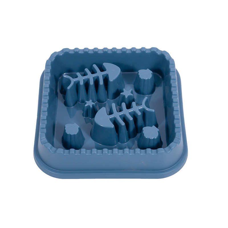 Pet Slow Food Bowl Anti-choking Feeder PP Plastic Dish Bowl Home Dog Eating Plate Anti-gulping Feeding Supplies: Blue