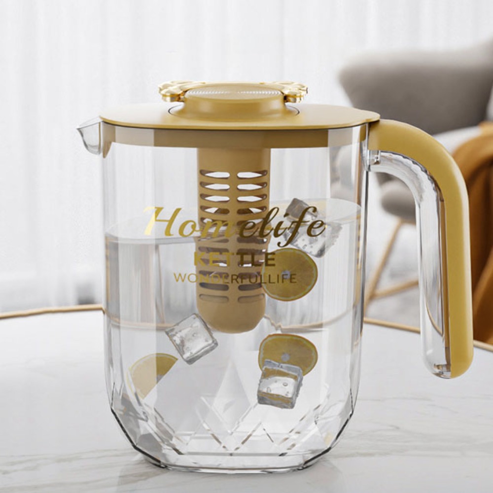 Drinkware Heat Resistant Cold Kettle Transparent with Filter and Cup Water Jug Plastic Large-capacity Water Bottle Jucie: SKY BLUE