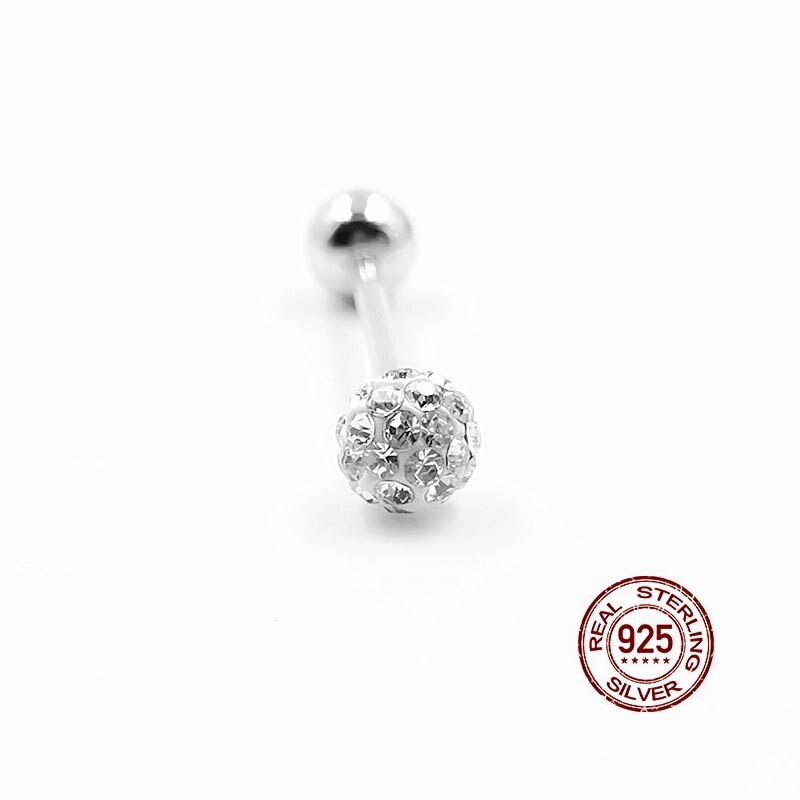 HelloLook – boule de cristal brillant, pour la langue, les ongles, le mamelon, les oreilles, le Cartilage, en argent Sterling 925, clous à lèvres, bijoux pour le corps