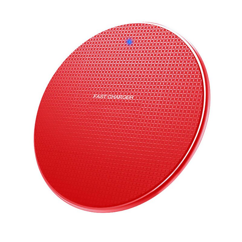 10w Qi ricarica wireless veloce per Iphone 11 Pro X Xs Max XR per Samsung S8 S9 S10 Plus nota 10 9 caricabatterie wireless con Pad di ricarica: Red