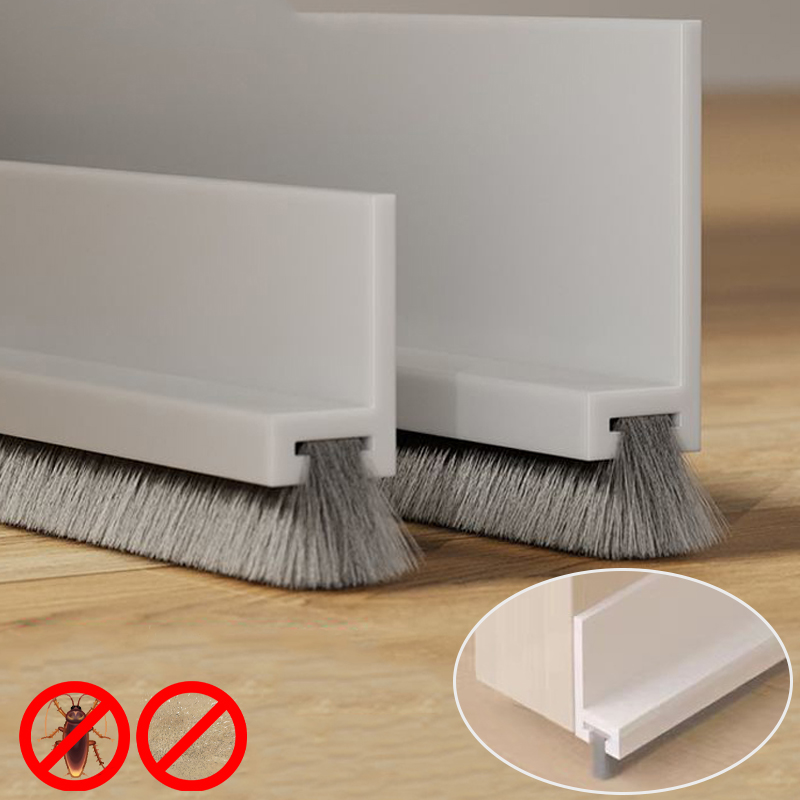 1/5M Self-adhesive Wind Dust Blocker Stopper with Brush Door Sealing Draft Stopper Strip Home Bedroom Sound Insulation Strip