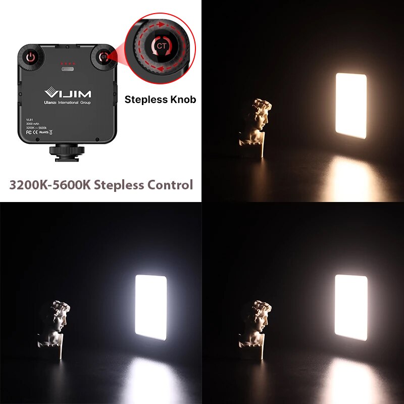 VIJIM VL81 LED Video Light Camera Light 3200-5600K 850LM 6.5W With Cold Shoe Mini Vlog Fill Light 3000mAh Panel Lamp Photography