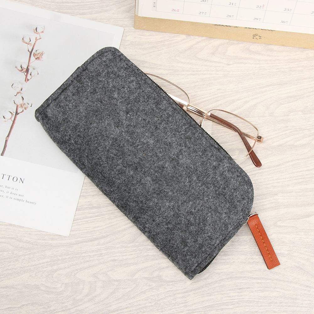 Funda de fieltro de lana con cremallera para gafas, estuche portátil para gafas de sol, caja protectora suave, barato,