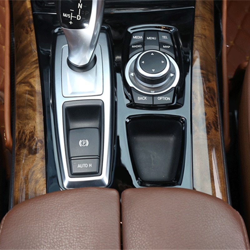 Black Center Console Gear Shift Panel Decoration Cover Trim For BMW X5 E70 X6 E71 LHD Stainless Steel Car Styling