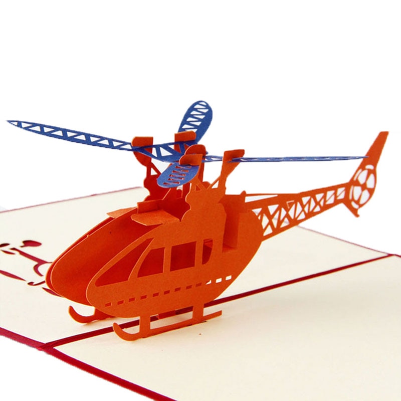 3D Pop Up Greeting Cards Helicopter Happy Birthday Christmas Anniversary Easter -Y102