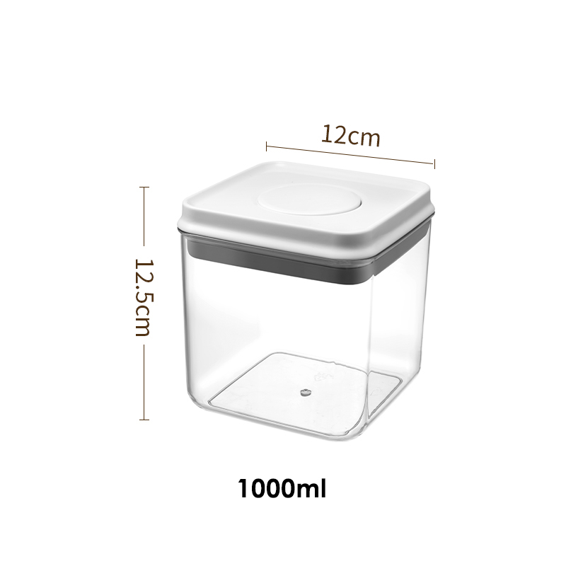 Press Open Clear Plastic Food Storage Box with Pop Up Lid Moisture-Proof Grains Container Cereals Jar Kitchen Pantry Organizer: Dark Khaki