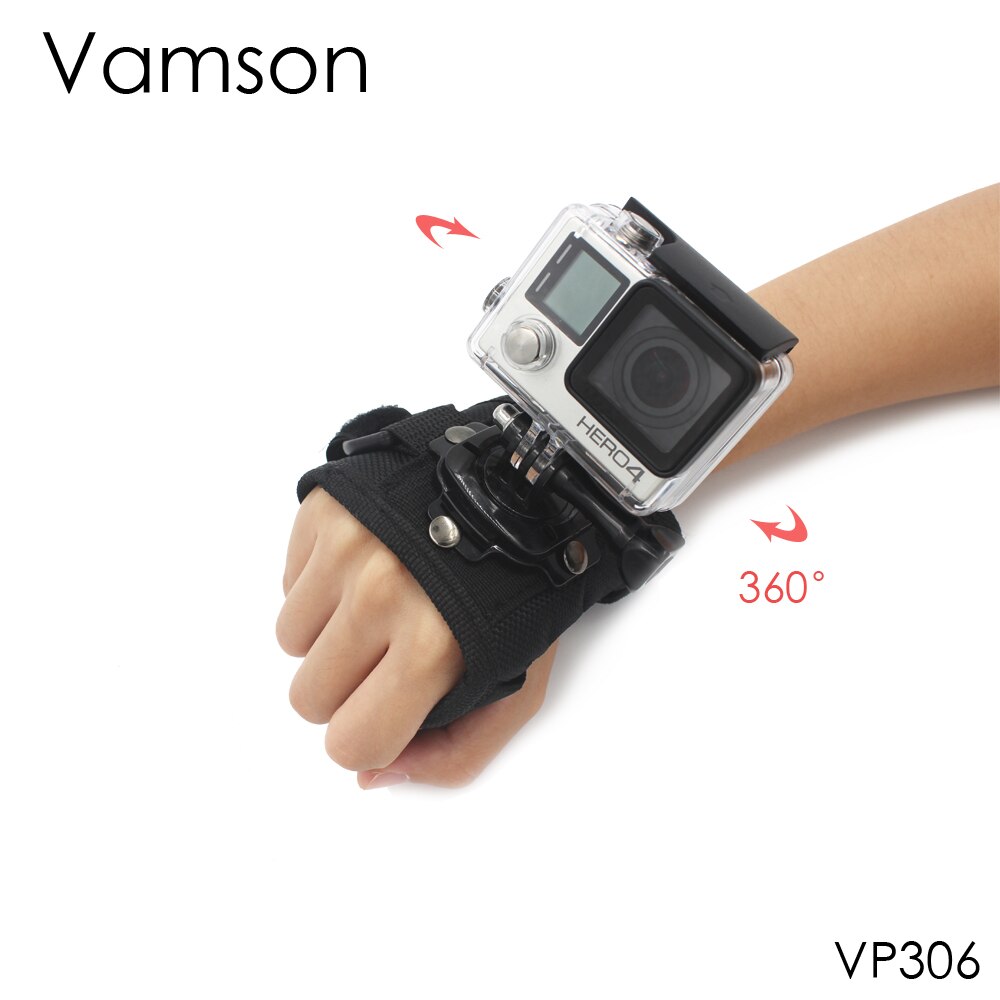 Vamson voor Go Pro Accessoires 360 Graden Rotatie Hand Strap Wrist Mount voor Gopro Hero 6 Actie Camera