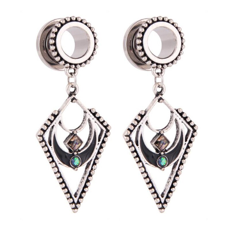 Stainless steel metal ear earrings body piercing earrings opal pendant ear piercing jewelry