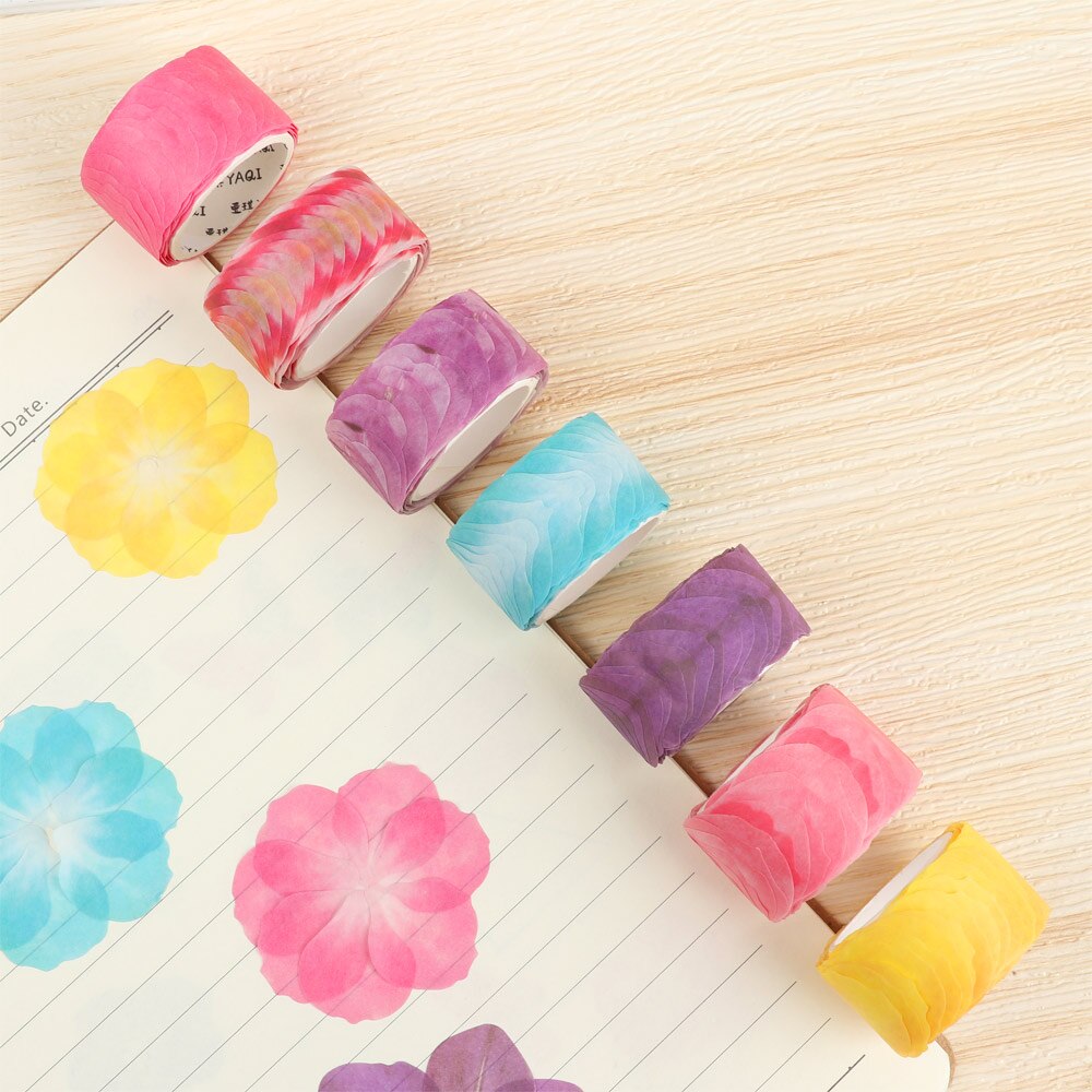 200Pcs/Roll Sakura Marking Tape Flower Petals Paper Tape Decorative Masking Tape Sticky Paper Scrapbooking Diary Paper Stickers
