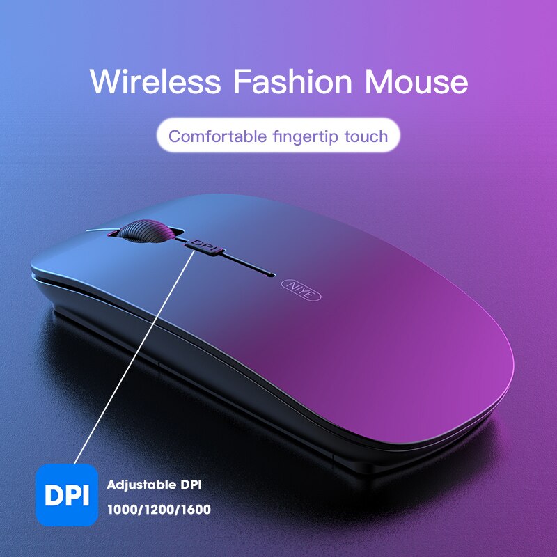 Niye Bluetooth Pink Mouse Wireless Computer Mice 2.4GHz USB Adapter DPI Rechargeable Home Desktop Laptop Mouse Ergonomic Mouses