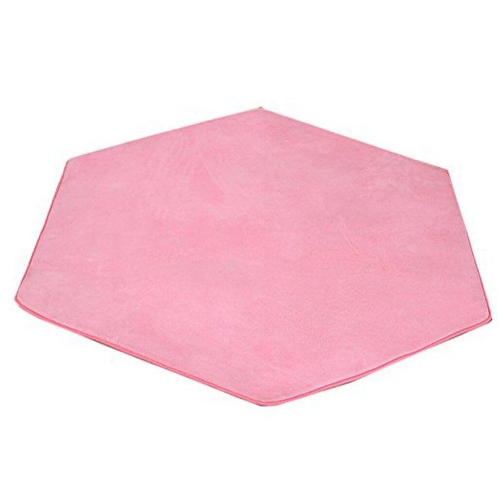 Soft Indoor Hexagon Rug Pad, Play Tent Carpet for Children Bedroom Reading Nook Nursery Decor, (Pink)