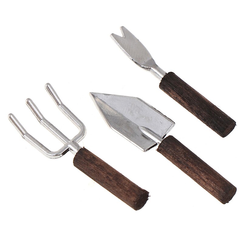Legierung + Holz Mini Topf Werkzeug Schaufel Modell einstellen Für Puppenhaus Gebühr Garten werkzeuge Rustikalen Puppe Haus Ornament 3 Teile/satz