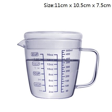 250/500 Ml Glazen Maatbeker Met Cover Schaal Jug Hittebestendig Melk Koffie Mok Magnetron Maatbeker keuken Accessoires: M-With Cover