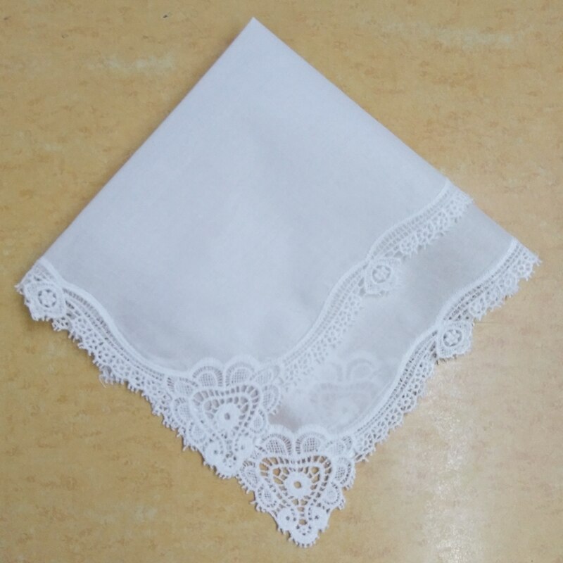 einstellen von 12 Damen Taschentücher 12x12 "Baumwolle Hochzeit Braut Taschentuch Häkeln Spitze Taschentücher Jahrgang Hanky