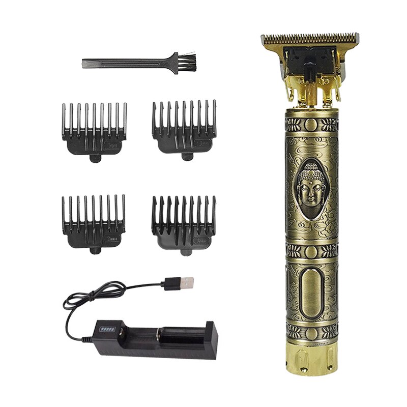 Cortadora de pelo recargable T9 sin cable 0mm Barbero Buda eléctrico recortador de pelo Máquina para cortar cabello pelado Outliner hombres F35: T9-01-NO BOX