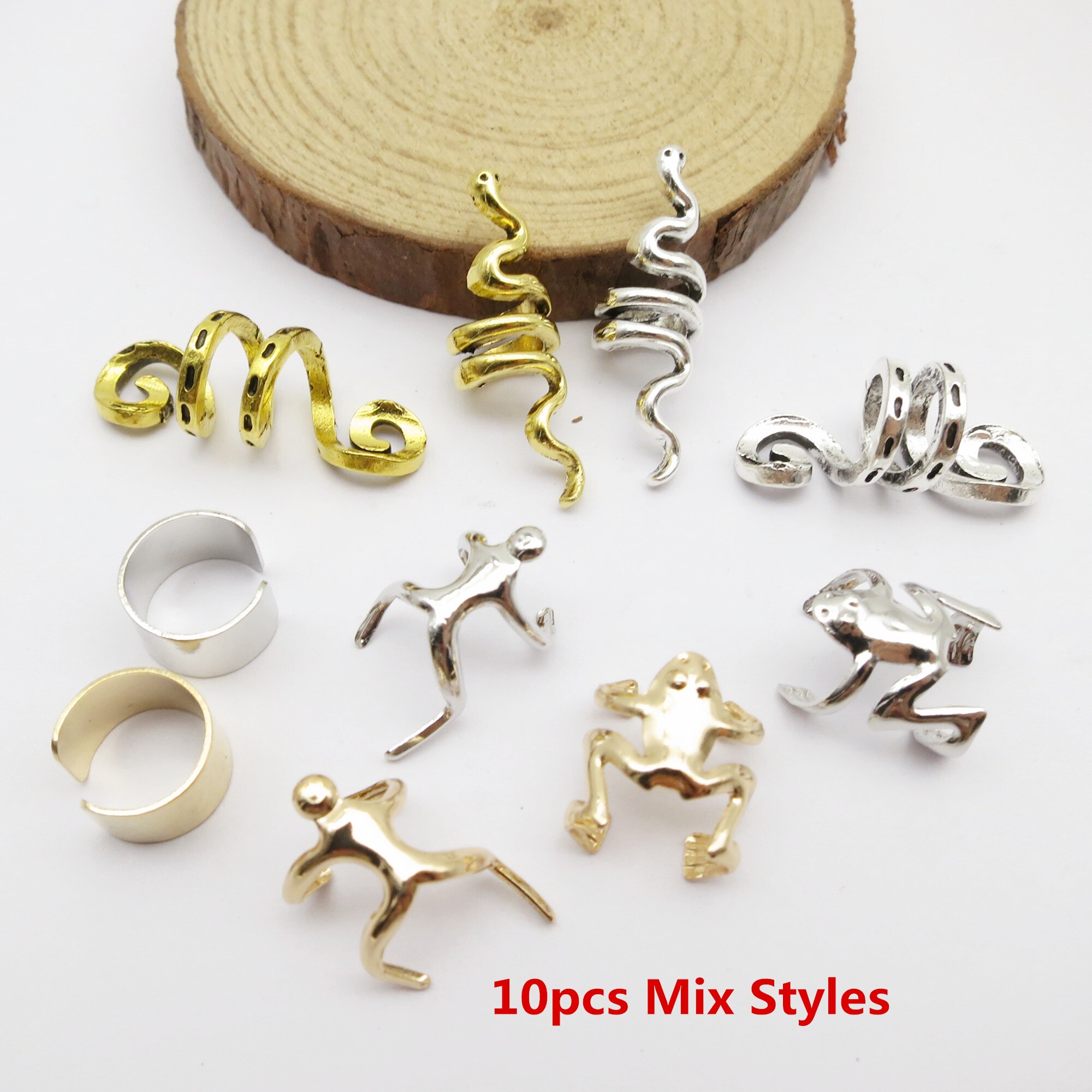 10Pcs/Pack adjustable viking hair dread Braids dreadlock beard Beads cuffs clips for Hair Rings women men accessories: 10pcs Mix Styles