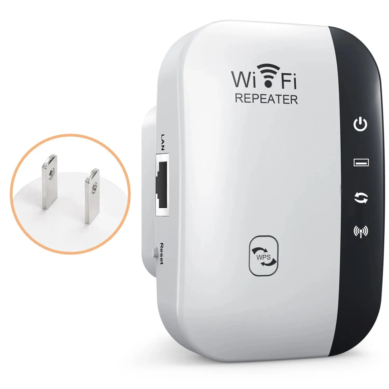 Wifi repeater trådløs signalforstærker udvidet netværksforstærker eu us hjemmerouter 300m gennem væggen soveværelse modtager bevægelse: Hvid