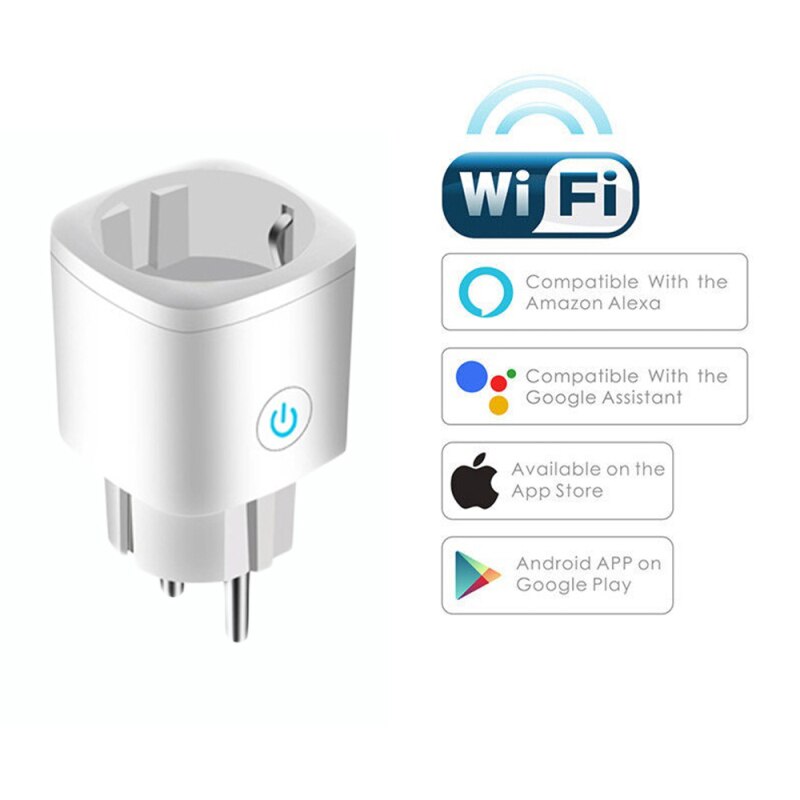EU Smart Plug WiFi Socket Remote Control Timing Function Tuya SmartLife APP Control Work With Alexa Google Assistant: 1pc