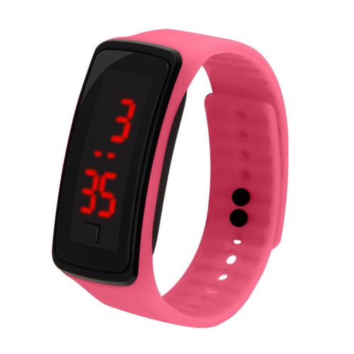 Children Kids Silicone Band LED Screen Electronic Digital Sports Wrist Watch Smart Bracelet Band: Pink