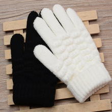 8-15 jahre alt studenten warme handschuhe nette fünf Finger einfarbig etikette weiß leistung tanzen handschuhe B42
