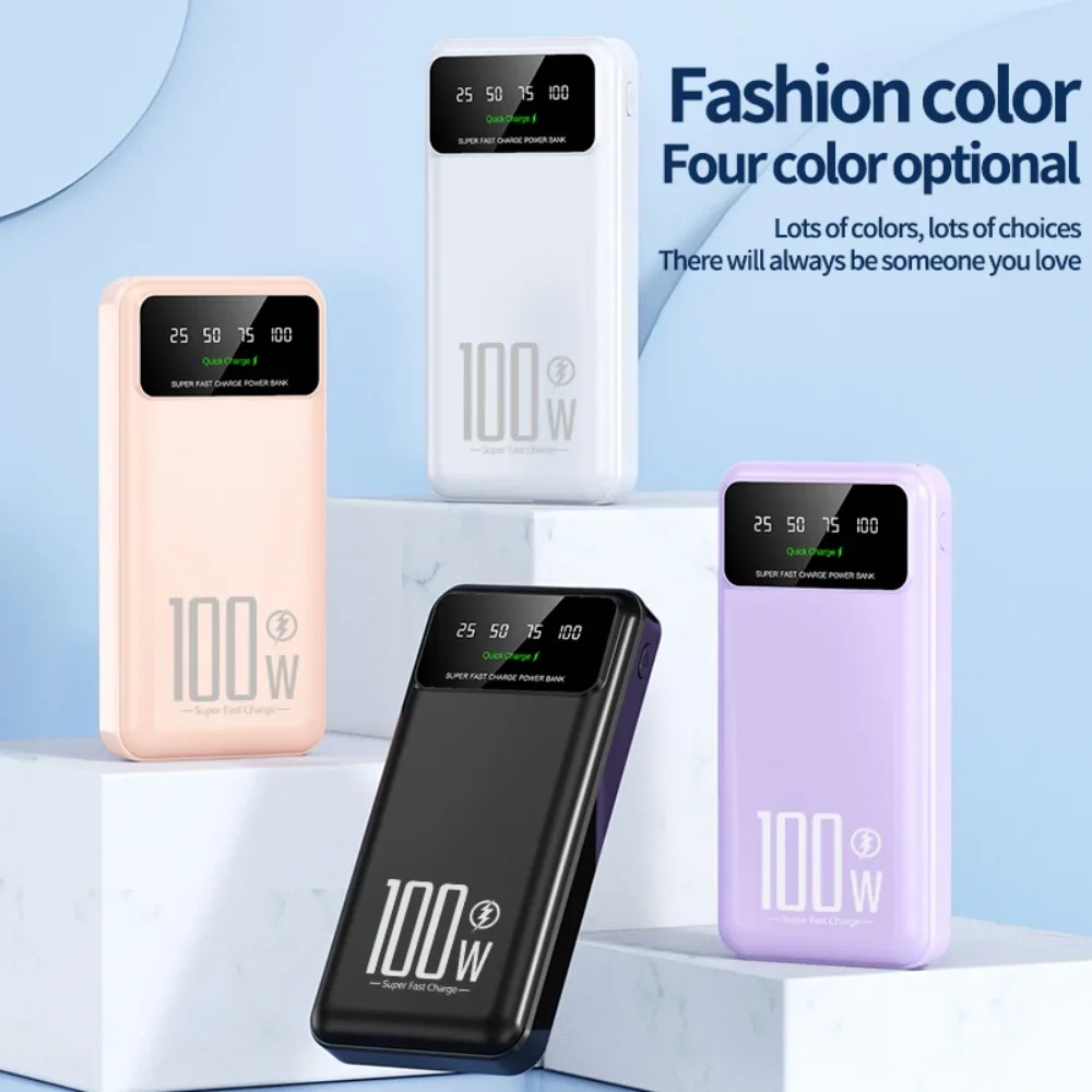 2025 banco de energía 50000mAh de alta capacidad 100W cargador portátil de carga rápida batería externa Powerbank para IPhone Huawei