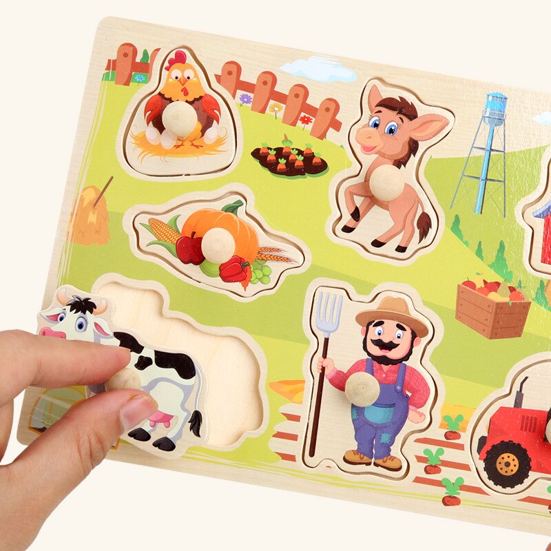 Nowe dziecko zabawki Montessori drewniane Puzzle pojazd animowany cyfrowy Puzzle z motywem zwierzęcym układanka nauka zabawki edukacyjne dla dzieci