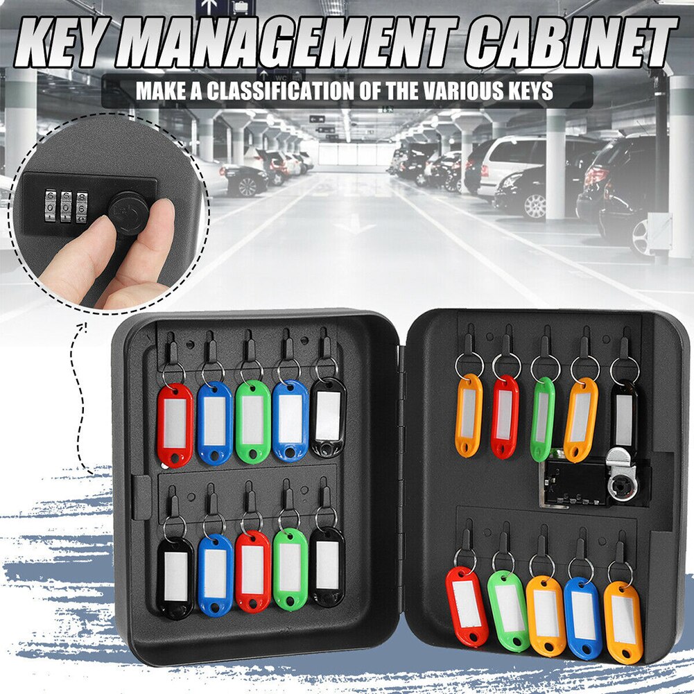 Wachtwoord auto opbergkast binnen buiten wandgemonteerd organizer met resetbaar cijferslot kantoor metalen sleutelkluis