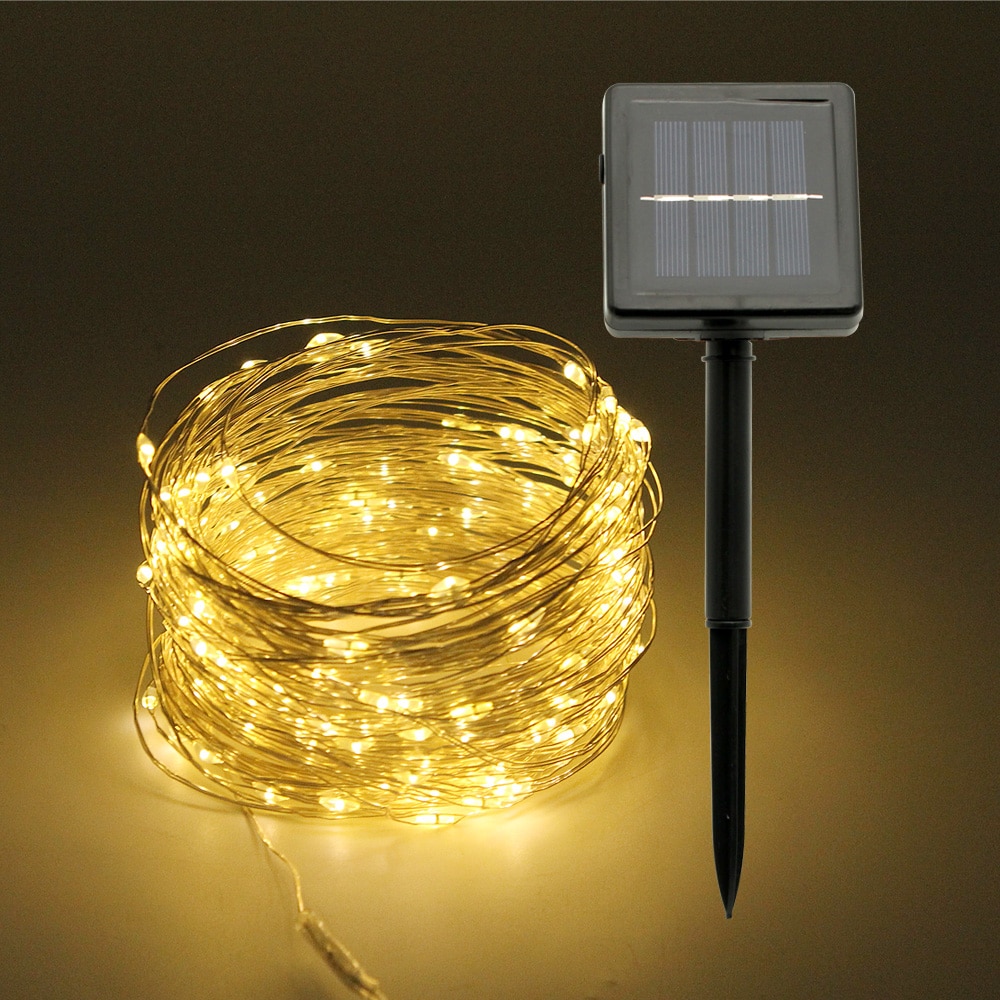 Udendørs 10m 20m solcellelampe led string lys flash 100/200 leds fairy guirlande vandtæt til jul hjem bryllup dekoration
