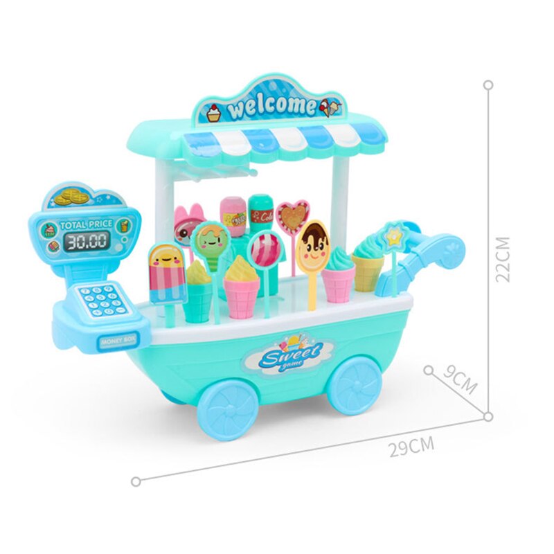1Set Kinderen Pretend Play House Ijs Winkelwagen Cartoon Creatieve Ijs Winkelwagen Diy Kids Pretend Play Speelgoed Set