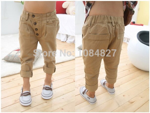 Retro Toddler Kid Boy Khaki Casual Pants Straight Trousers 2-7Y Baby Clothes