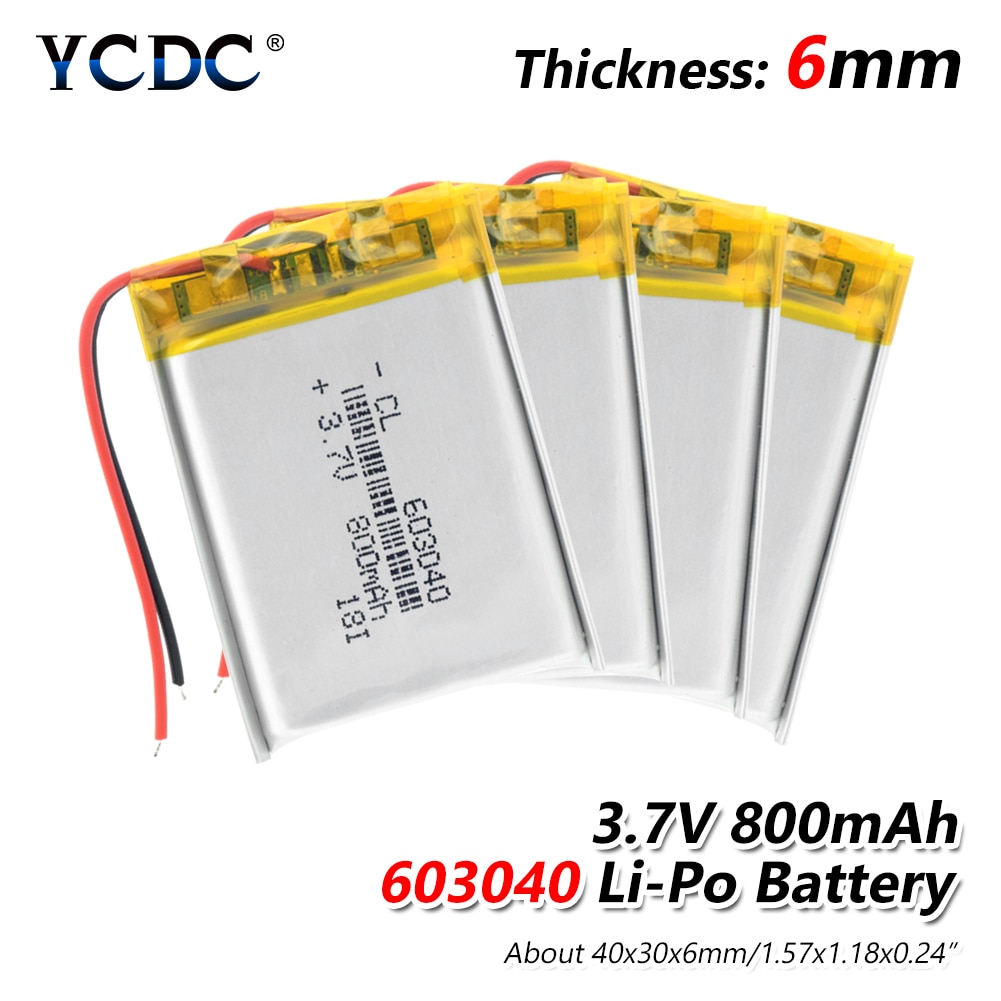 Batteria YCDC Li-Ion Polimero - 800mAh 3.7V Batteria Lipo Ricaricabile con Protezione PCB