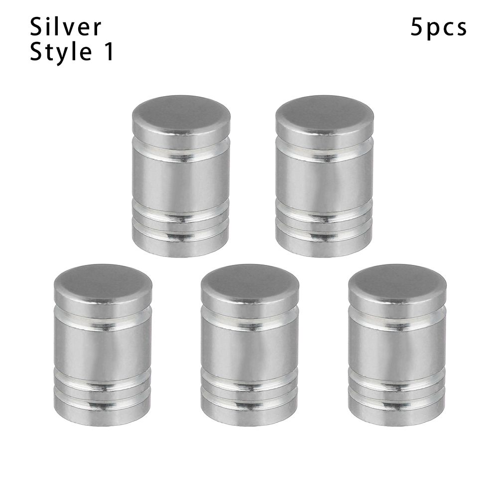 5pcs Universal Bike Valve Caps Dustproof Aluminum Alloy Schrader Valve Caps Motorcycles Trucks Cars Bikes: Silver-Style 1