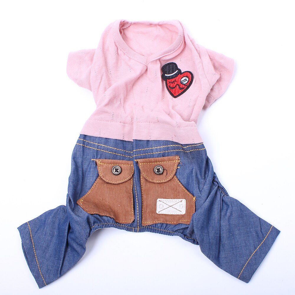 Mono vaquero para niño/niña, perro, mascota, pelele, gato, camiseta de cachorro, abrigo, chaqueta, pantalones, ropa de Primavera/Verano: Pink / M
