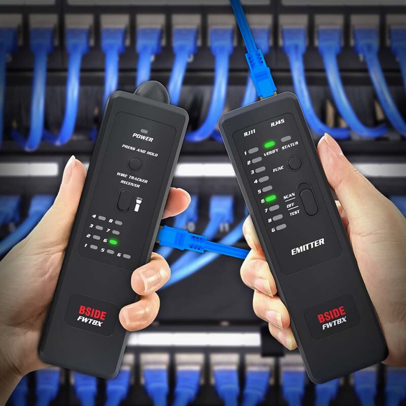 Bside fwt 8x netværkskabel tracker detektor  rj11/45 lan ethernet telefon wire tester finder telekom værktøj elektrificeret arbejde 60v