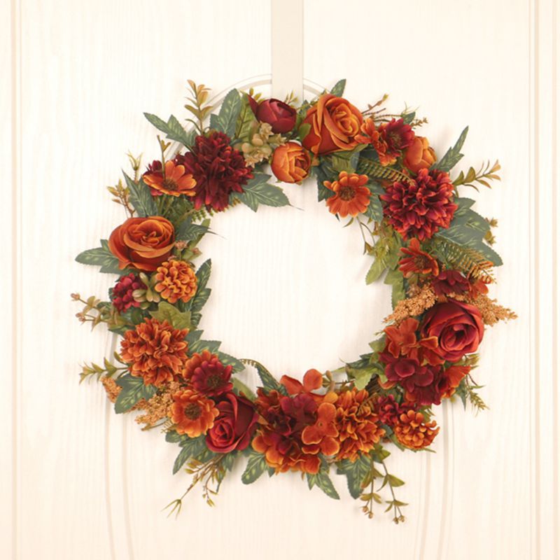 Thanksgiving Crimson Rose Decoratie Krans Halloween Kerst Herfst Decoratie Festival Unieke Deur Opknoping Hanger