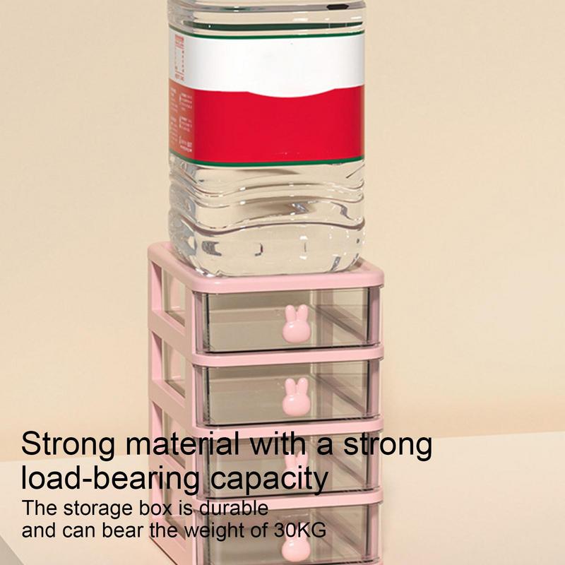 Small Desk Organizer 4 Tier Clear Cosmetic Makeup Organizer Table Organizer With Drawer Desktop Storage Drawers For Arts Crafts