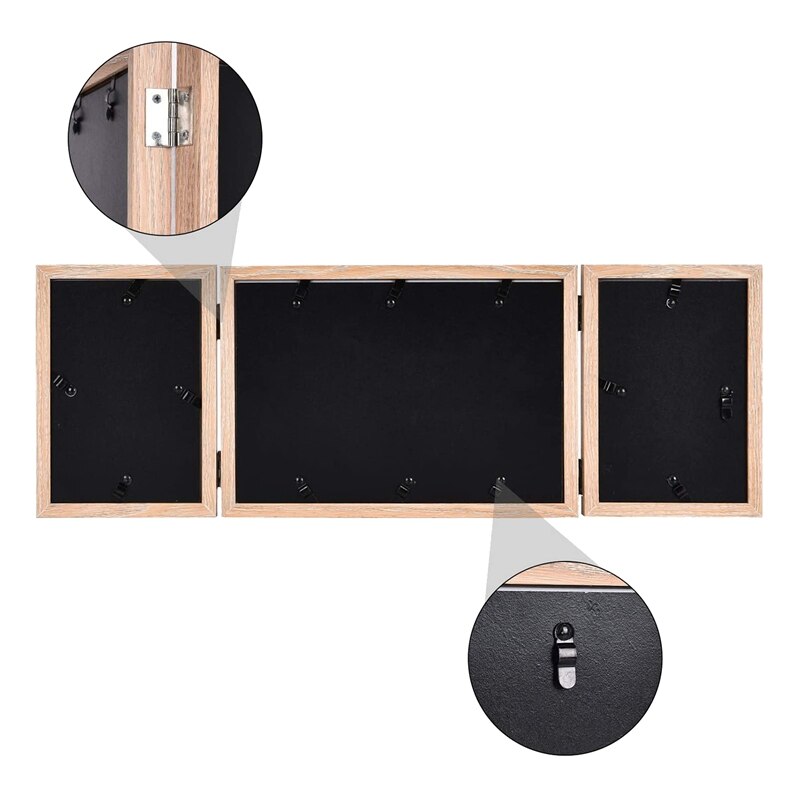 Rustic Picture Frames Triple Hinged Picture Frame Display 4X6 and 5X7 Pictures for Desktop or Tabletop 1 Pack