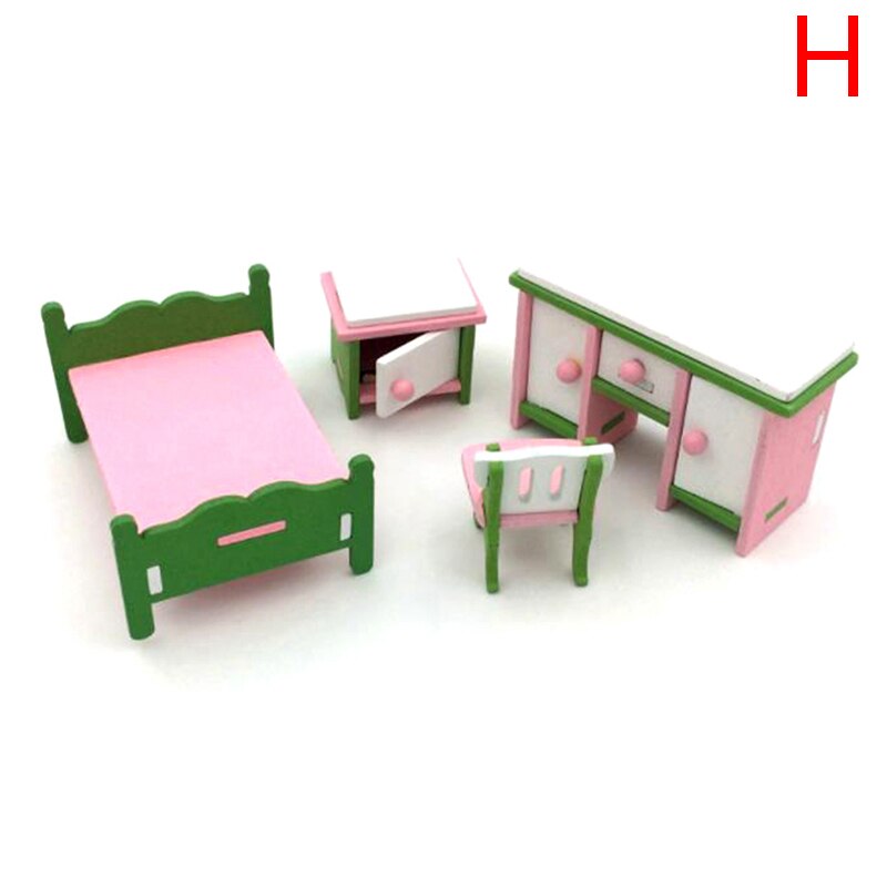 1:12 Dollhouse Miniature Furniture Wooden Bathroom Bedroom Restaurant Set For Dollhouse Decals: H