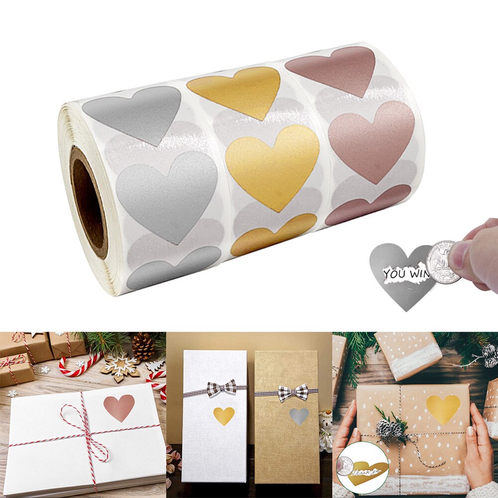 Étiquettes à gratter en forme de cœur, 300 pièces, pour la création de cartes de vœux et d'invitation, billets à gratter et jeux