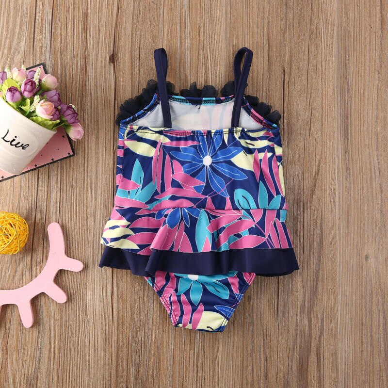 Little Girls One-piece Swimsuit Toddler Baby Girl Swimwear Leaf Print Swimsuits One-piece Bikini Beachwear Tankini 0-4T