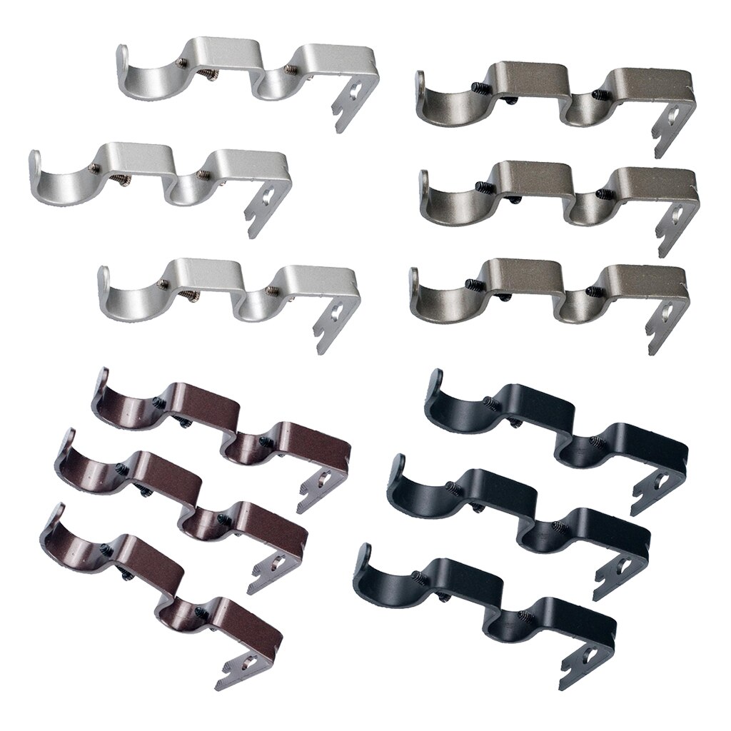 Sæt  of 3 justerbare metal gardiner dobbelt gardin stang beslag holder til 1 og 5/8 tommer stang, robust stål