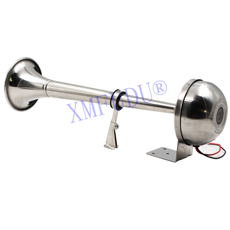 12v Marine Boat Stainless Steel Single Trumpet Horn , Low Tone, 16-1/8"